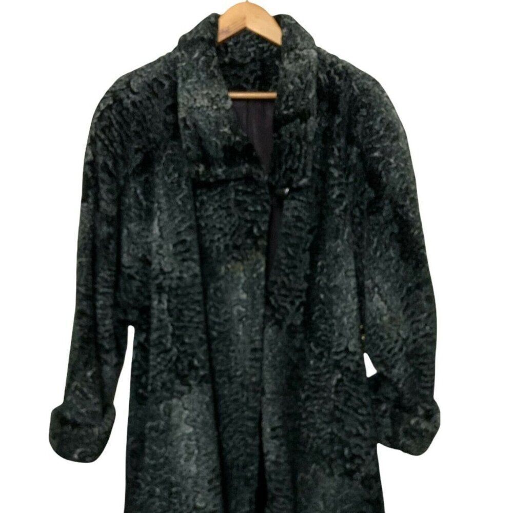 #3708 Asira Kurl Hillmoor VTG Women'x black and  gray dress winter coat size 16